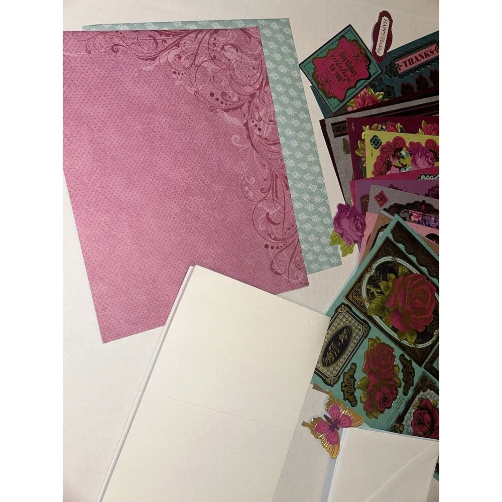 Paper Wishes Rose Garden Foiled Toppers Greeting Card Making Kit